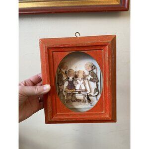 Vintage Holly Hobbie Framed Paper Cut out Image